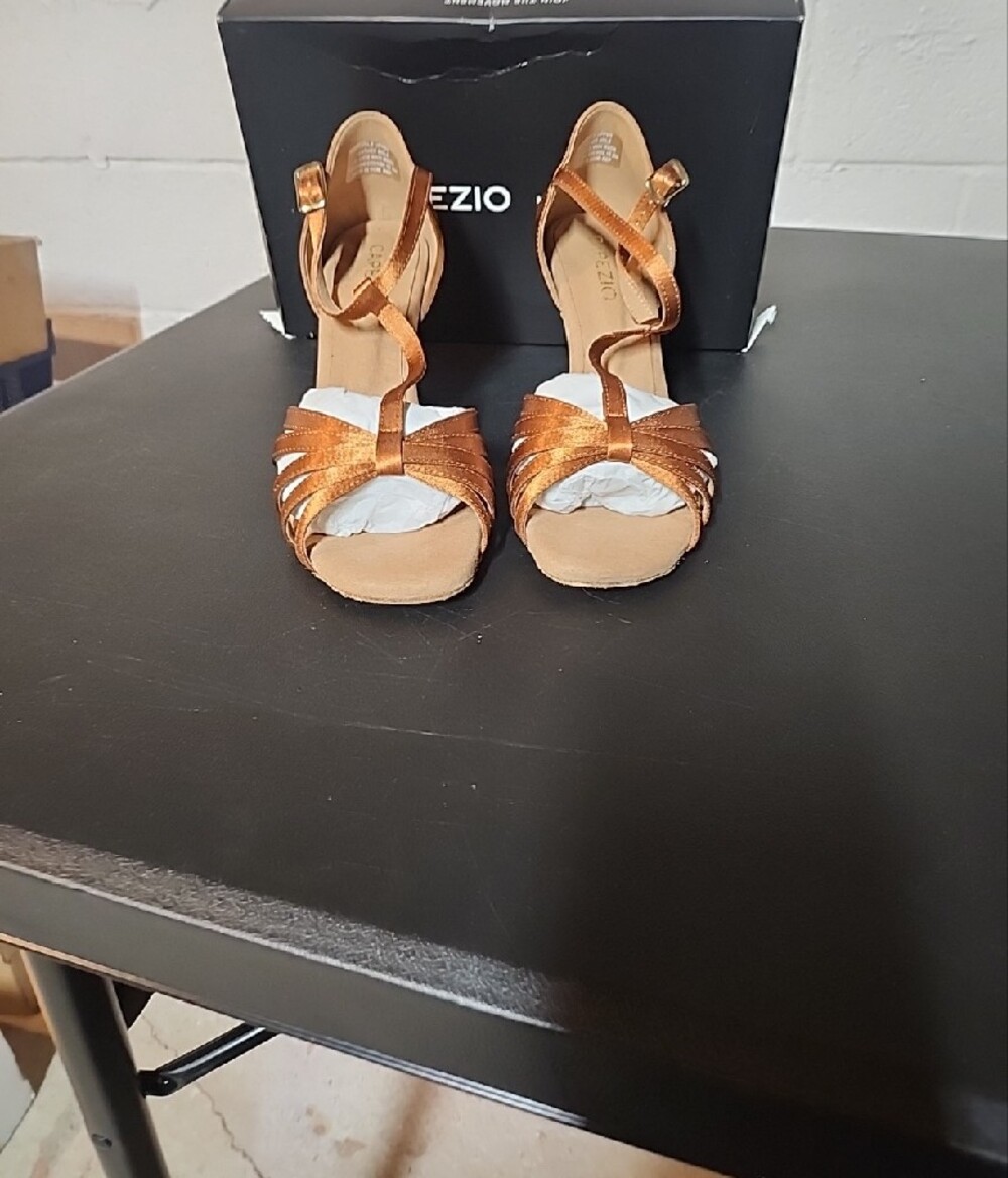 Capezio Metallic Bronze Sara Strappy Dance Heels - Picture 3 of 9